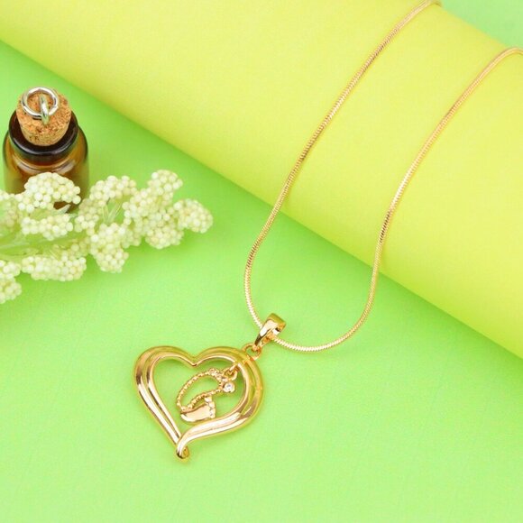 "Rose Gold Heart Pendant with Baby Footprint Charm – Elegant Look, XPPT1199 - Picture 7 of 13